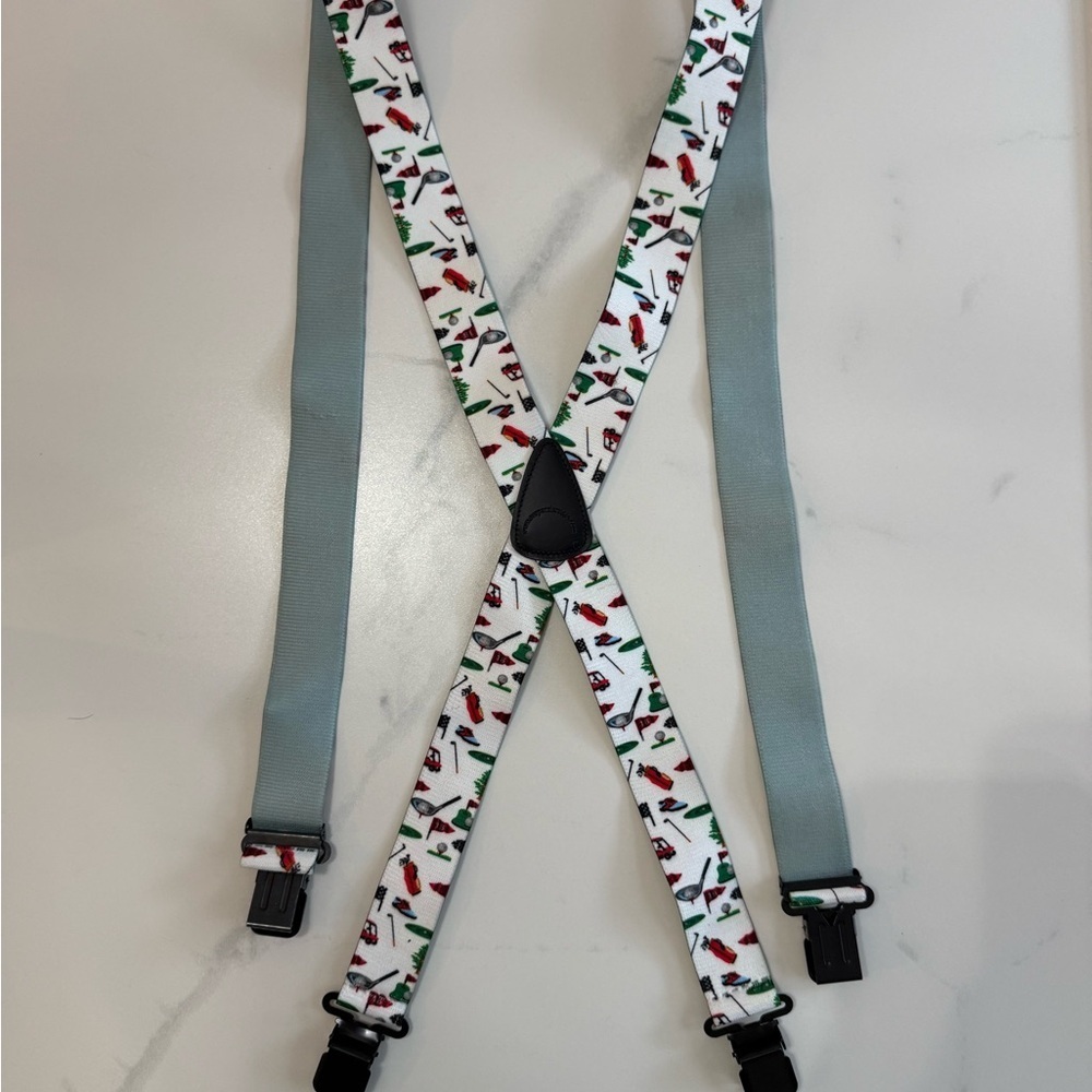 Mens Adjustable Suspenders with Golf Print